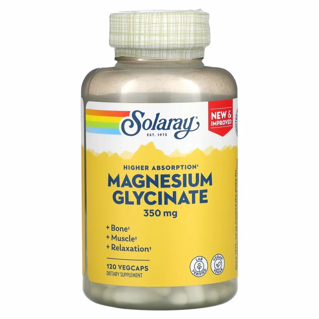 Solaray Glycinate de magnesium a haute absorption 350 mg 120 VegCaps