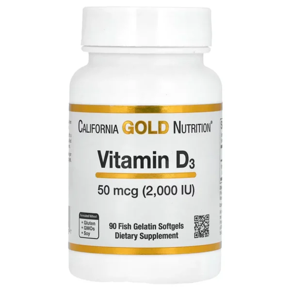 Vitamine D3, 50 µg (2000 UI) (90 Capsules) – California Gold Nutrition