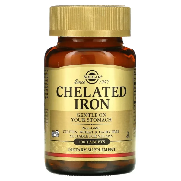 Chelated Iron 25 mg, 100 Comprimés – Solgar