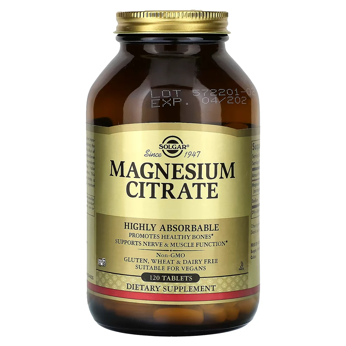 Magnesium Citrate 120 Comprimes – Solgar 1