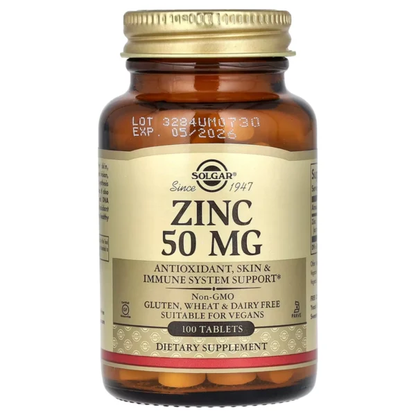 Zinc Gluconate 50 mg, 100 Comprimés – Solgar
