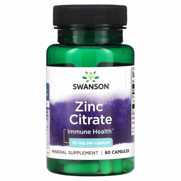 Citrate de zinc 30 mg, 60 capsules - Swanson