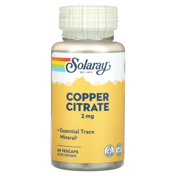 Copper Citrate Bio 2mg, 60 Vegcapsules – Solaray