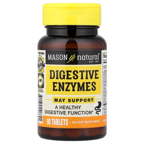Digestive Enzymes, 90 Comprimés – Mason Natural