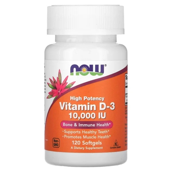 Vitamine D3 10 000 UI, 100 softgels – NOW Foods
