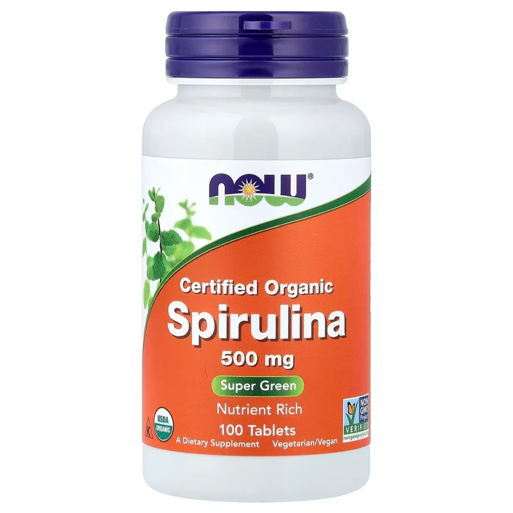 Certified Organic Spirulina – 500 mg – 100 Tablets – NOW Foods 1