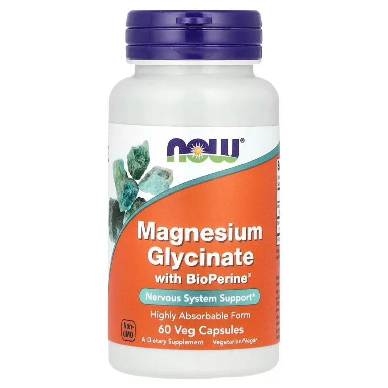 Magnesium Glycinate With BioPerine® – 60 Veg Capsules – NOW Foods 1