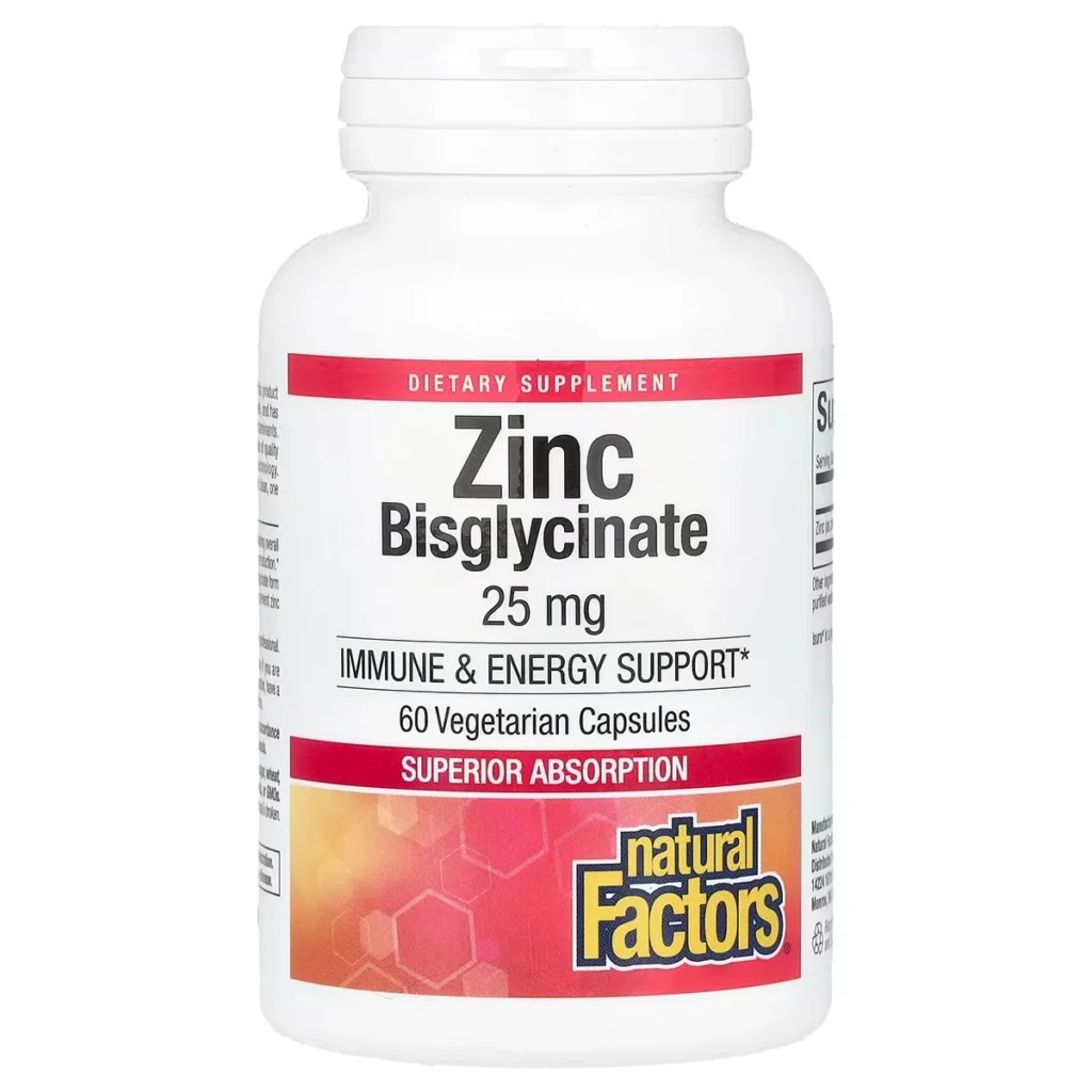 Zinc Bisglycinate – 25 mg – 60 Capsules Vegetariennes – Natural Factors 1