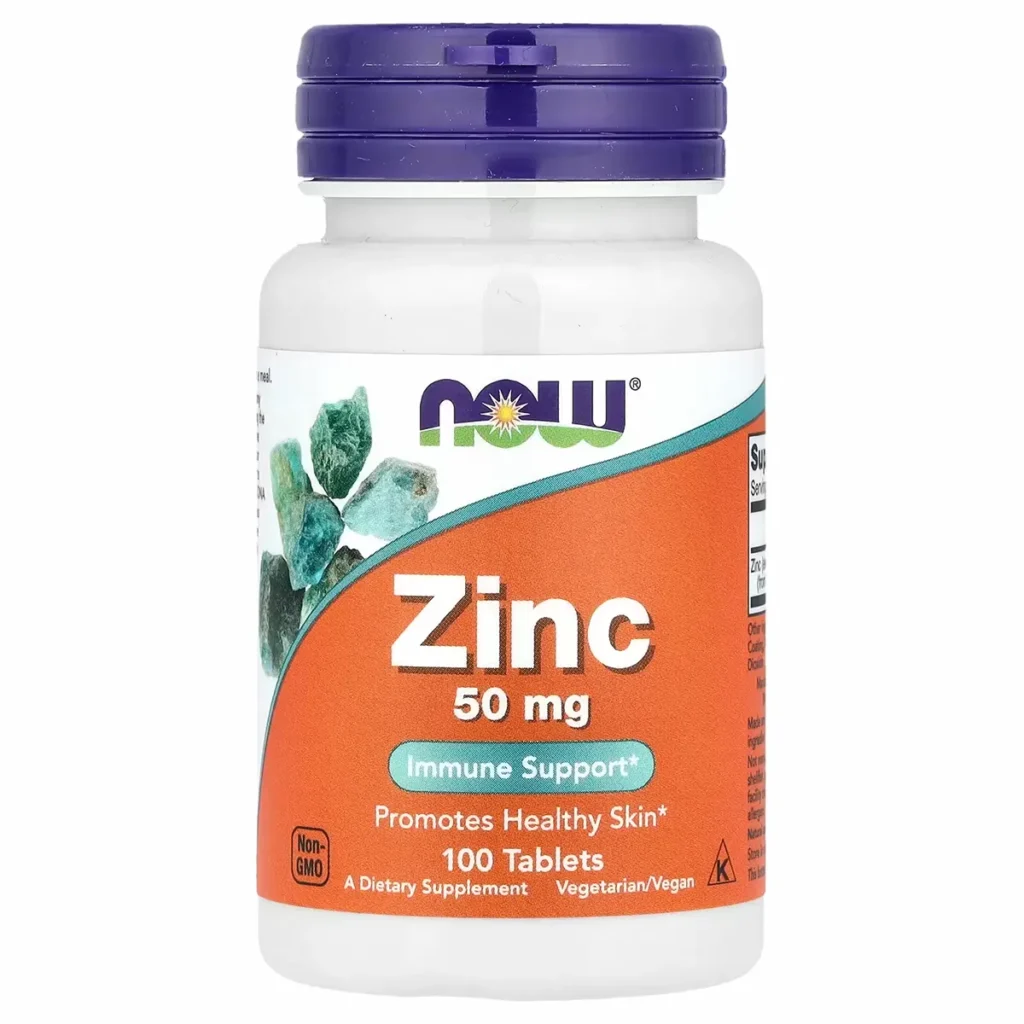 Zinc – 50 mg – 100 Comprimes – Now Foods maroc rabat tanger fes
